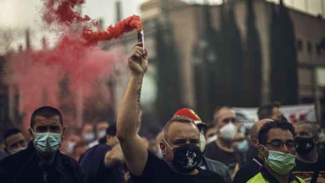 Trabajadores de Nissan durante una protesta en Barcelona / EP