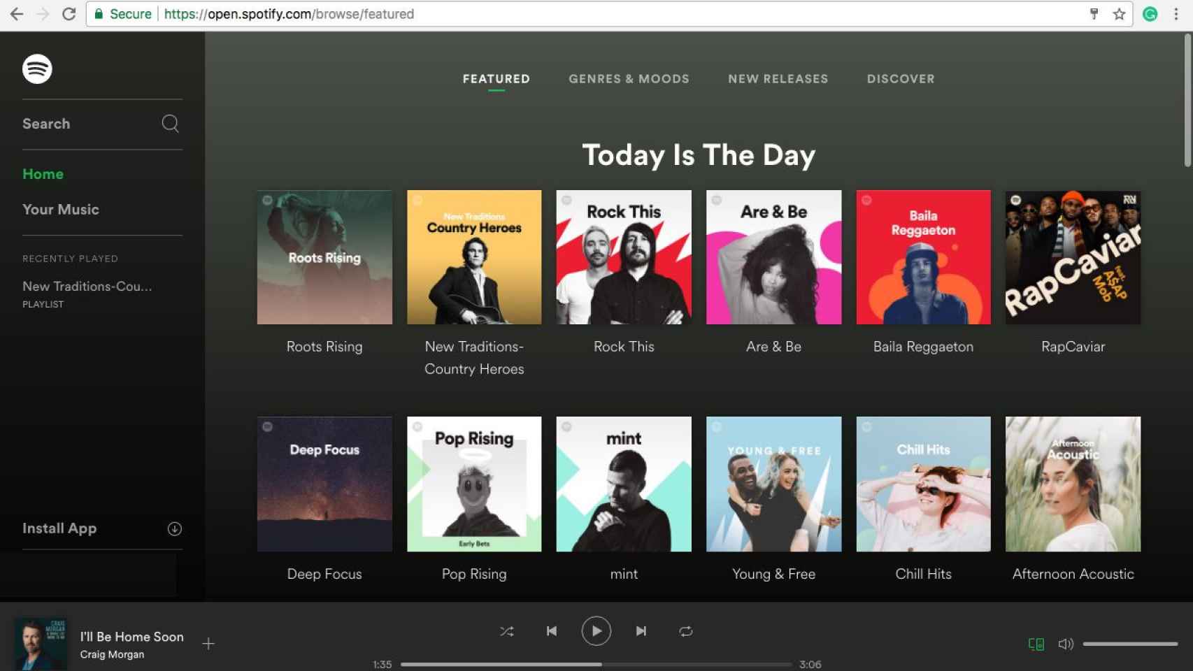 Captura de la web de Spotify
