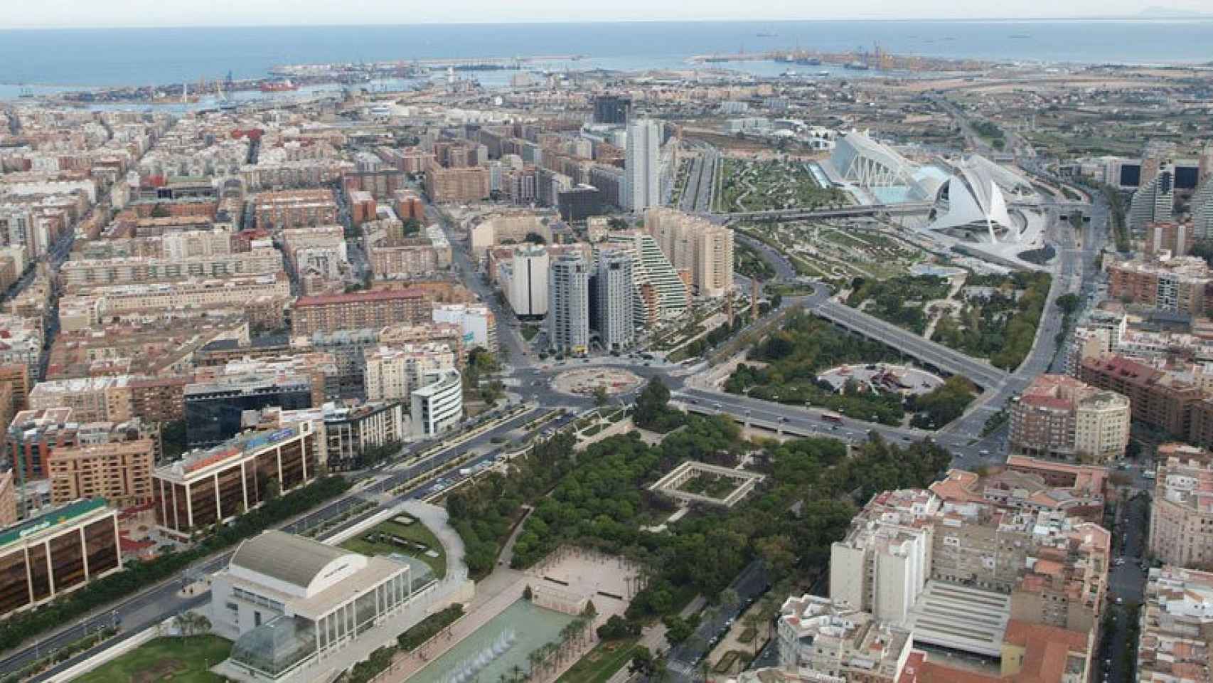 Vista aérea de la ciudad de Valencia.