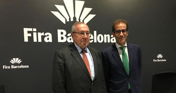 El nuevo presidente de Fira Barcelona, Paul Relat (d), con su predecesor en el cargo, José Luís Bonet (i) / CG