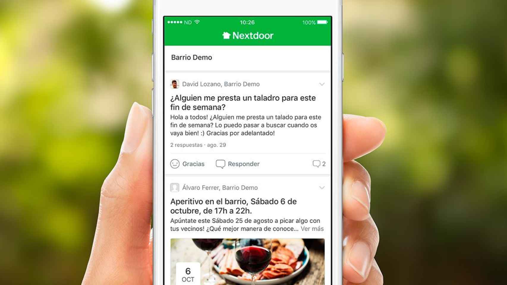 La app Nextdoor en un dispositivo móvil