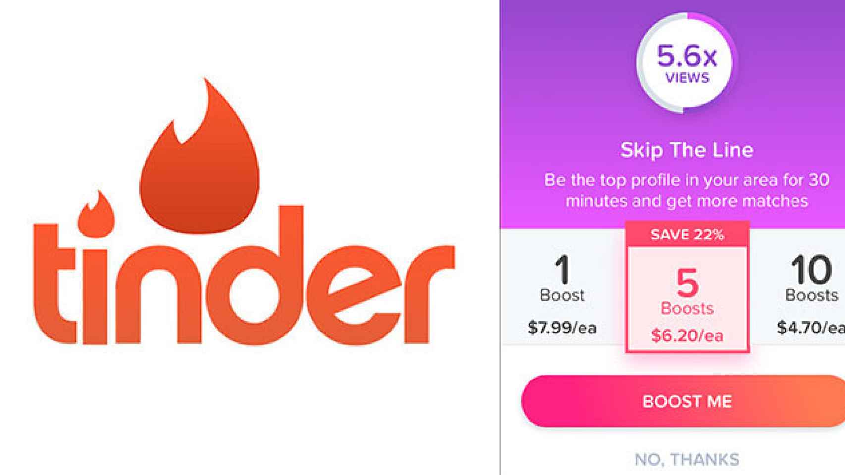 El logo de Tinder y la imagen de la nueva función de la 'app' para ligar / CG