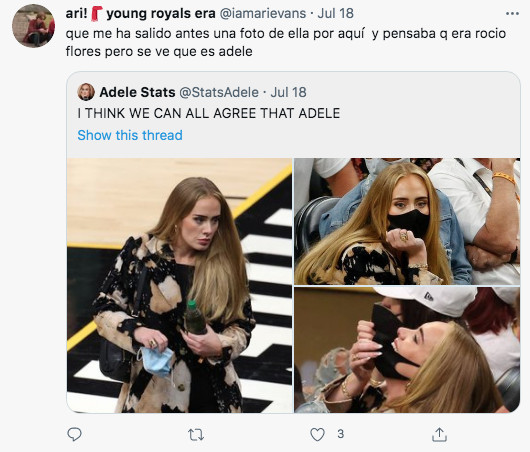 Usuario sobre Adele y Rocío Flores / TWITTER