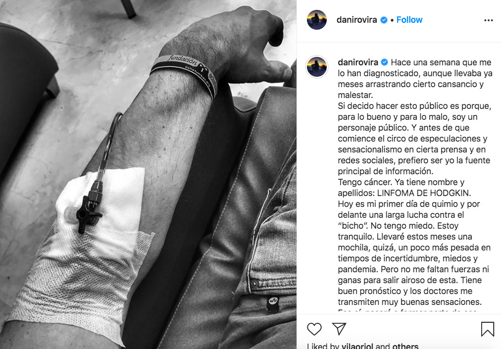 Dani Rovira comunica que tiene cáncer a través de sus redes sociales / INSTAGRAM