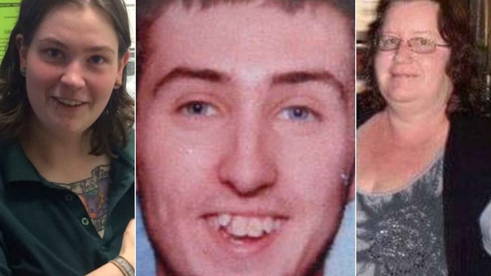 Un fotomontaje de la condenada, el adolescente asesinado y la compañera de piso cómplice