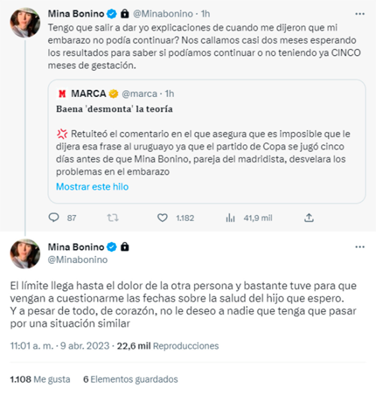 Mina Bonino sale a dar explicaciones sobre la agresión de Fede Valverde / TWITTER