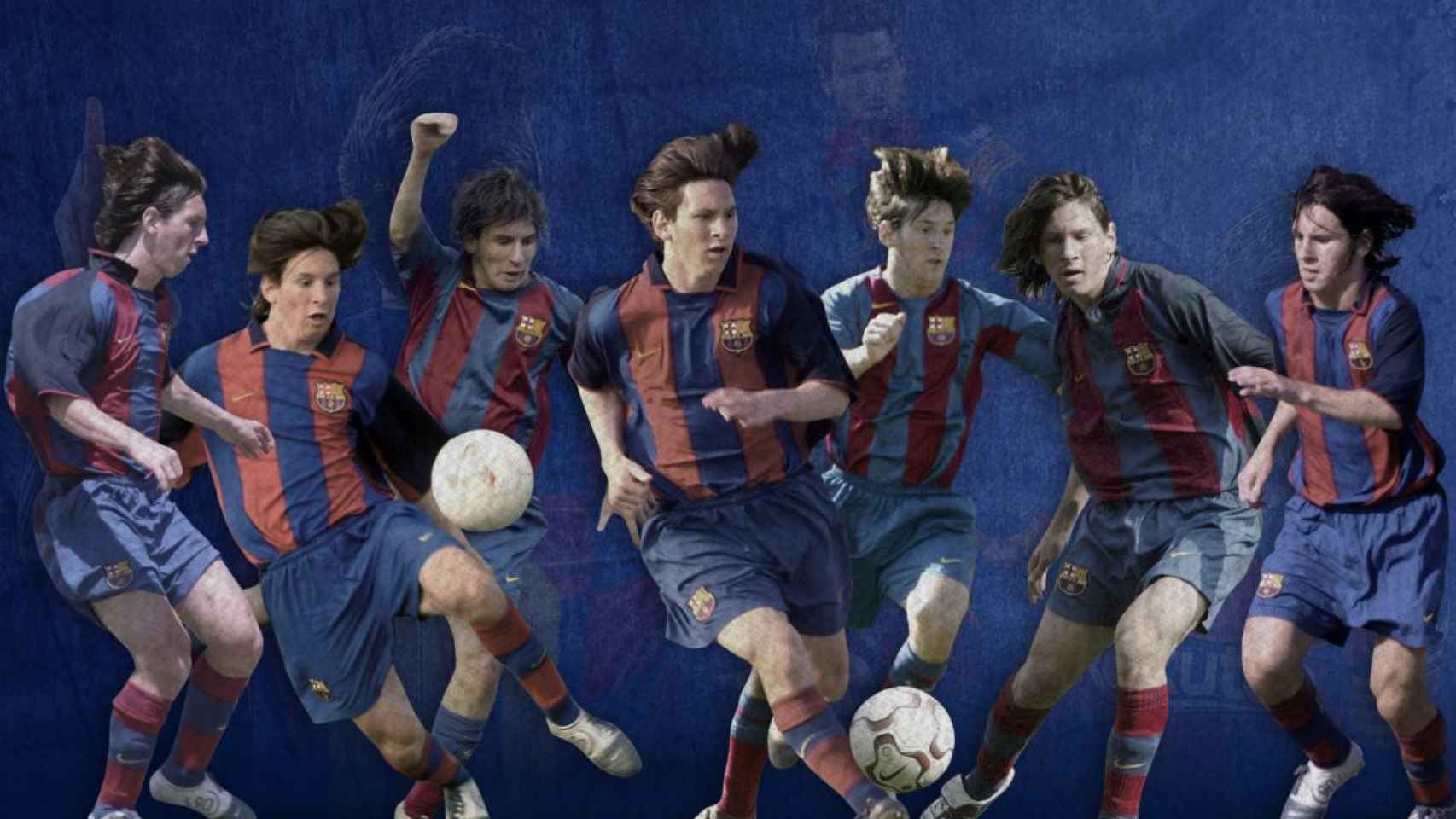 Leo Messi en las categorías inferiores, en un montaje | FCB