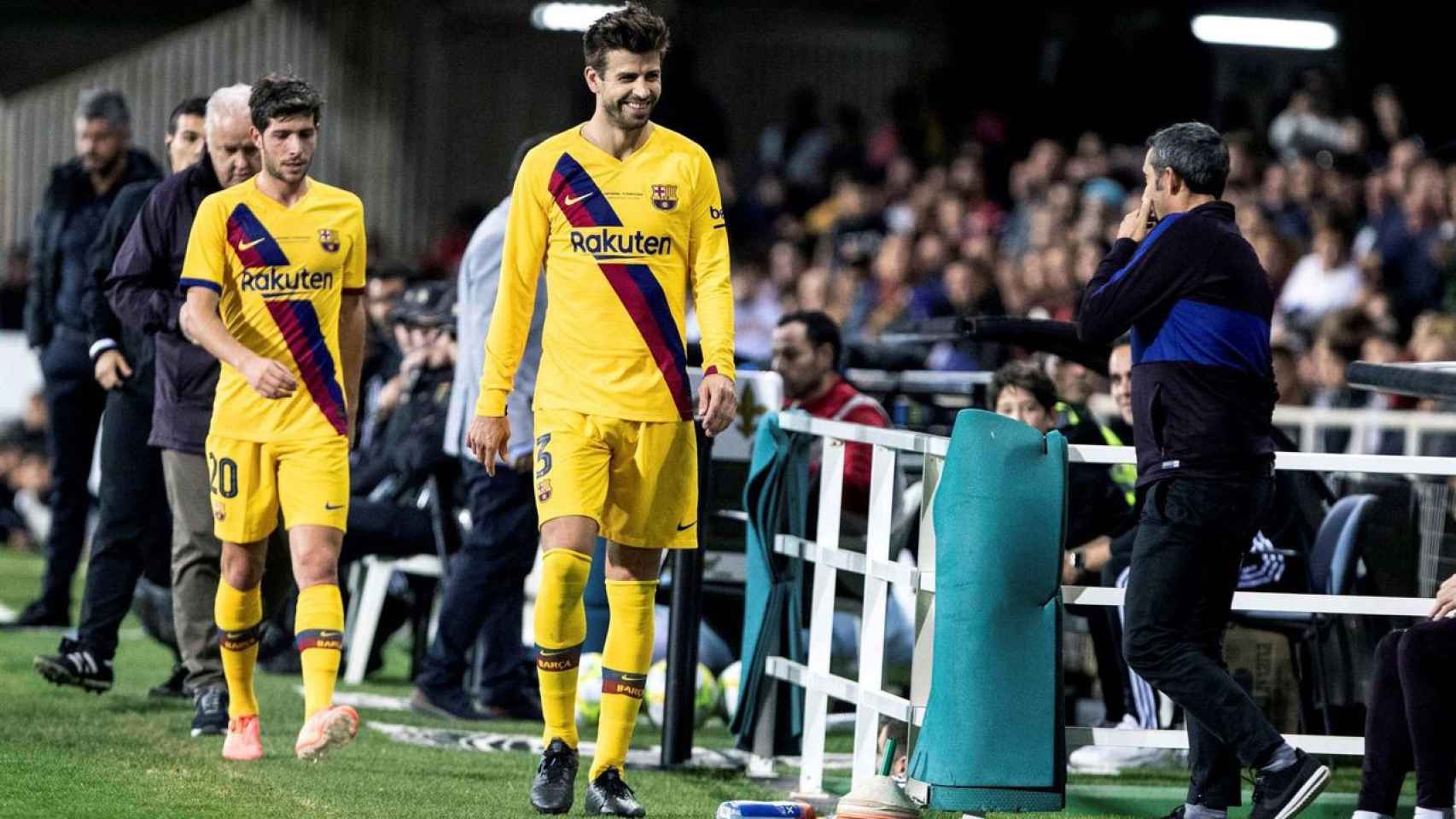 Gerard Piqué en el partido del Barça en Cartagena / EFE
