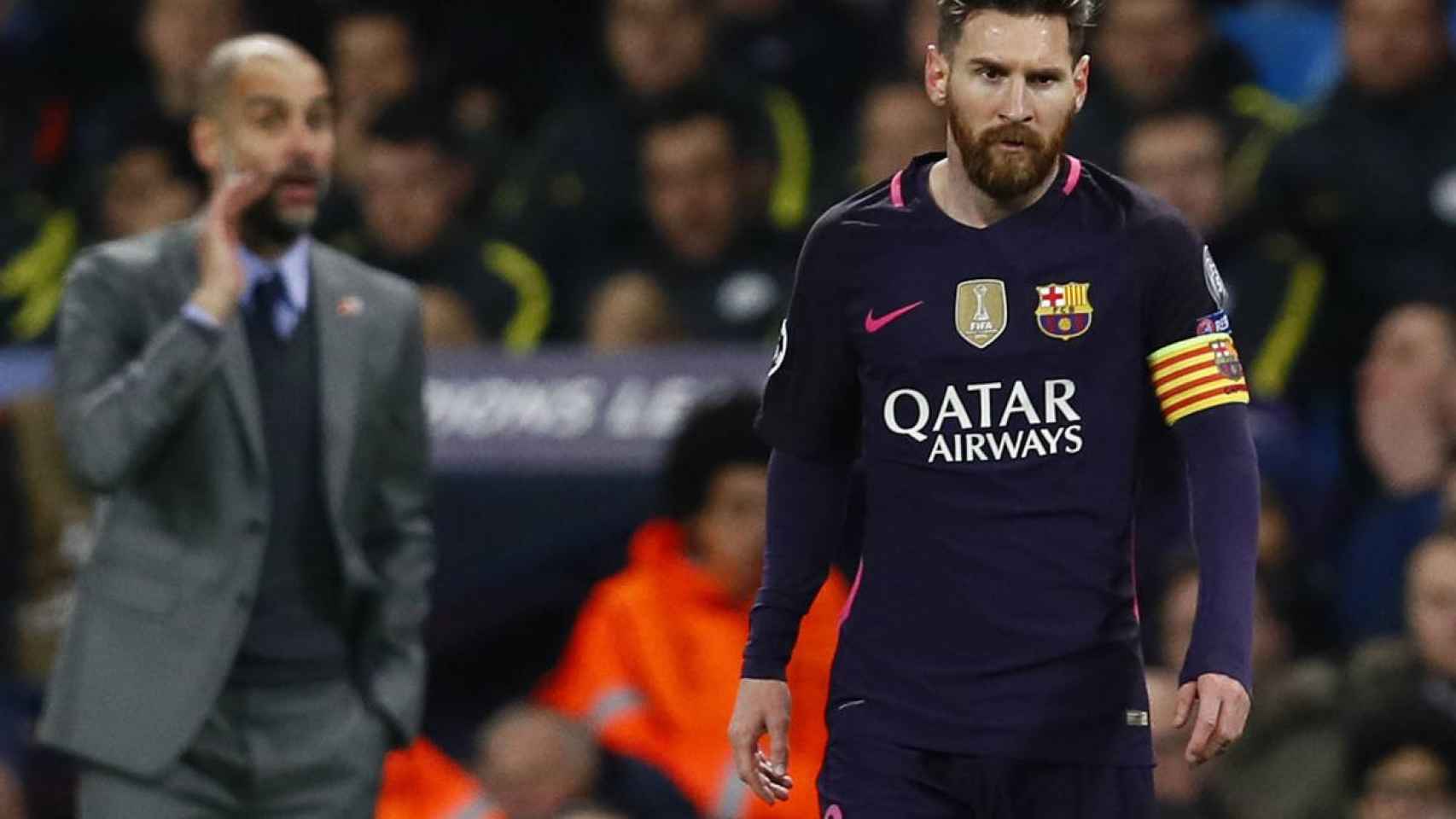 Leo Messi, en un partido contra el City de Guardiola | EFE