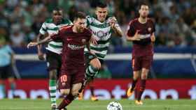 Leo Messi, en un choque ante el Sporting CP en Lisboa | EFE