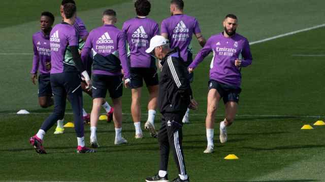 Carlo Ancelotti, durante una sesión de entrenamiento del Real Madrid / EFE