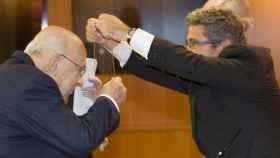 Jordi Nadal al recibir la distinción 'honoris causa' de la Universitat Pompeu Fabra en 2010 / UPF