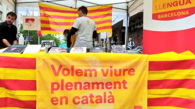 Un puesto de Plataforma per la Llengua, la llamada 'ONG del catalán' / Cedida