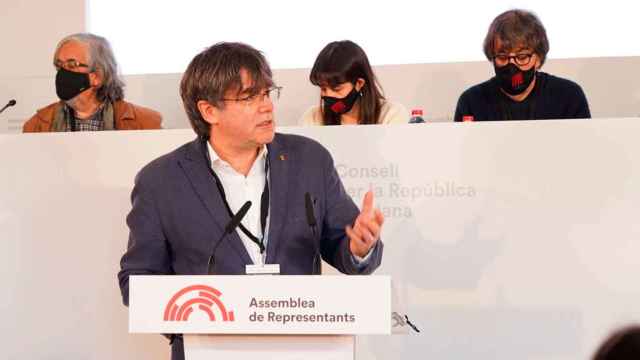 Carles Puigdemont, expresidente catalán fugado, en un acto del Consejo de la República / EP