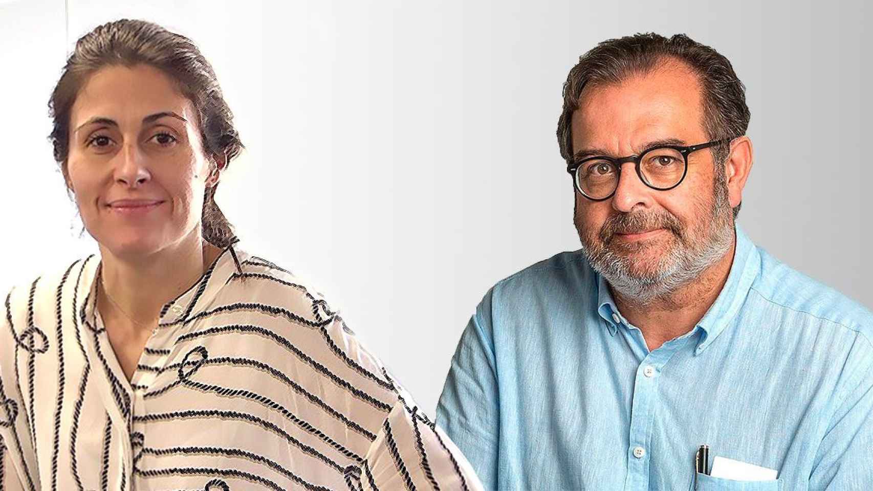 Anna Cristeto, directora de 'El Periódico de Catalunya' durante los últimos meses, y Albert Sáez, su sucesor en el cargo / FOTOMONTAJE DE CG