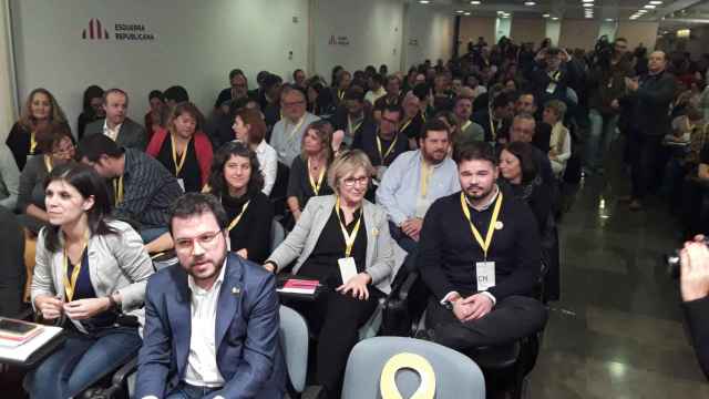 El coordinador nacional de ERC, Pere Aragonès, en el Consejo Nacional del partido / JC