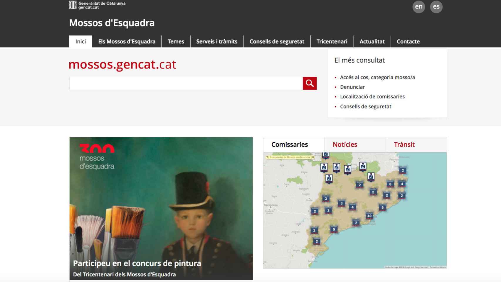 Página web de los Mossos d'Esquadra / GENCAT