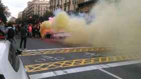 La calle Aragó de Barcelona cortada por los CDR durante la conmemoración del 1-O / TWITTER