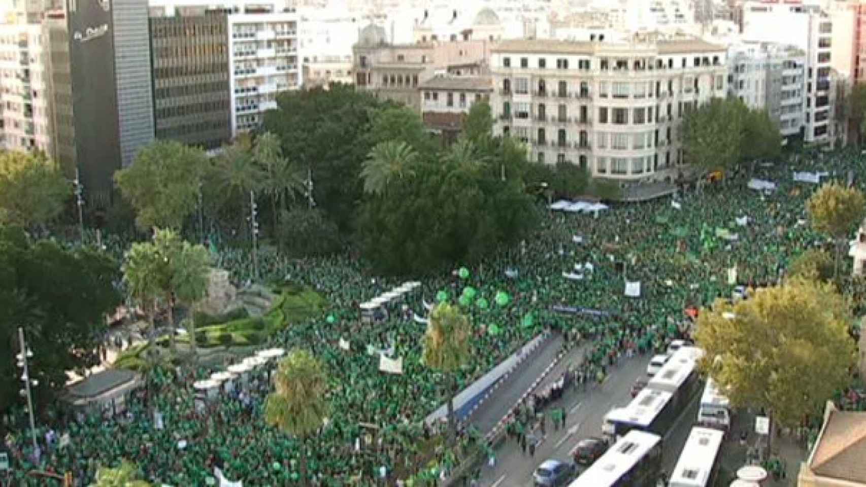 Aspecto de la Plaza de España de Palma de Mallorca, al inicio de la manifestación