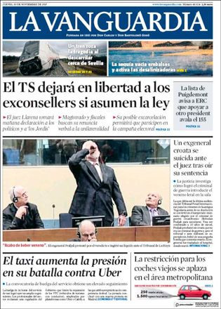Portada de 'La Vanguardia' del 30 de noviembre de 2017 / CG