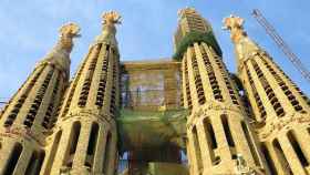Fotografía de cuatro de las torres de la Sagrada Familia de Barcelona
