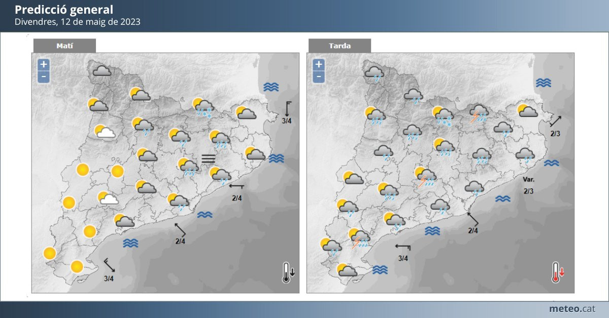 Predicción de lluvia en Cataluña para este viernes 12 de mayo / METEOCAT