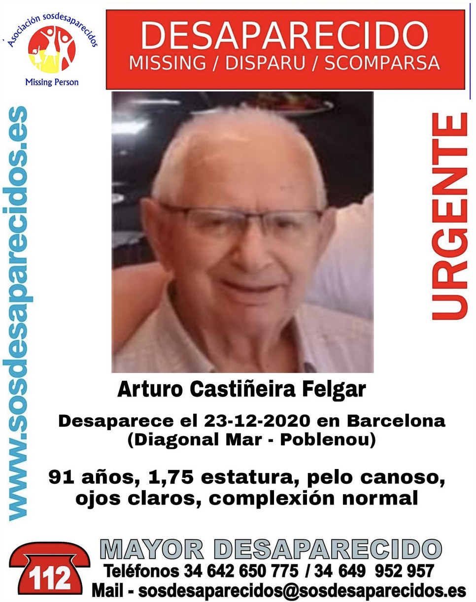 Cartel de SOS Desaparecidos para localizar a Arturo / TWITTER