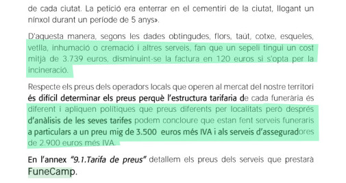 La discrepancia de precios de FuneCamp, la funeraria de Reus / Cedida