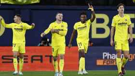 El Villarreal festeja uno de los goles anotados ante el Real Madrid / EFE