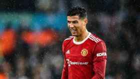 Cristiano Ronaldo, en un partido lluvioso, con el Manchester United / EFE