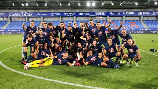 El Huesca celebrando el ascenso a Primera / Huesca