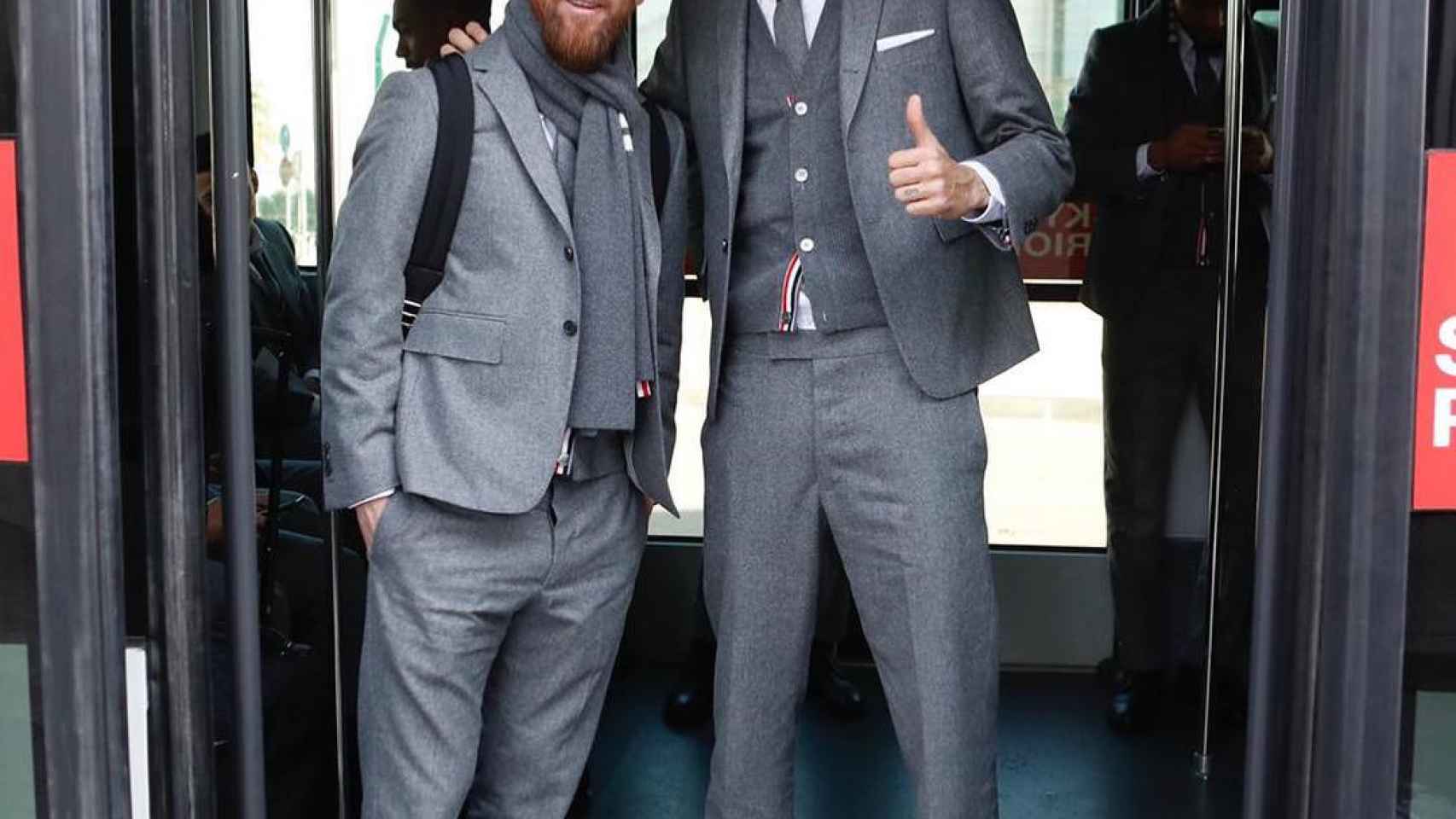 Leo Messi con Sergio Busquets de camino al aeropuerto / INSTAGRAM
