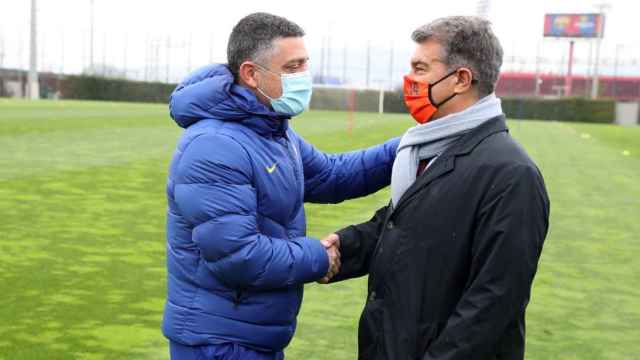 García Pimienta y Joan Laporta en una imagen de archivo / FC Barcelona