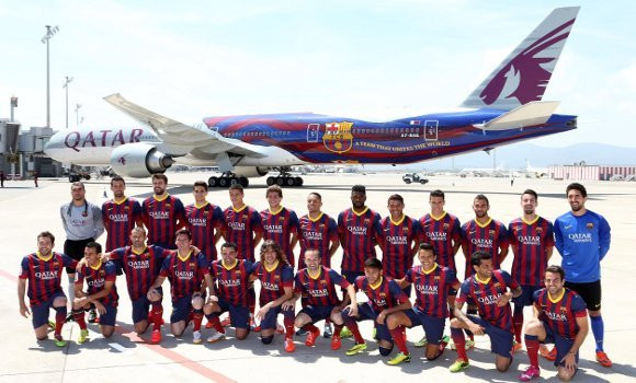 Imagen de los juagdores del Barça con Qatar Airways / FC Barcelona