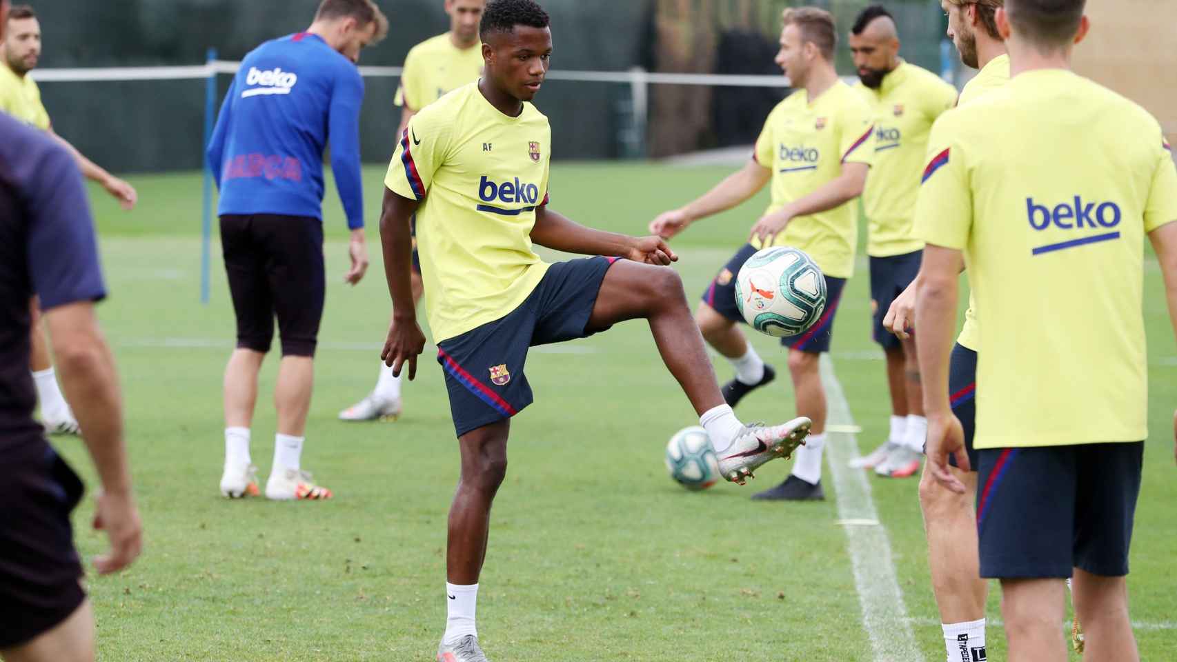 Ansu Fati entrenando con el primer equipo del Barça / FC Barcelona