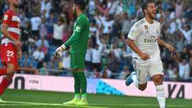 Hazard celebra su primer gol con el Real Madrid / EFE
