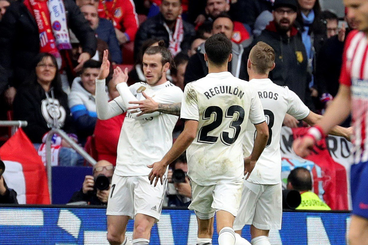 Gareth Bale celebrando su gol contra el Atlético de Madrid (1-3) / EFE