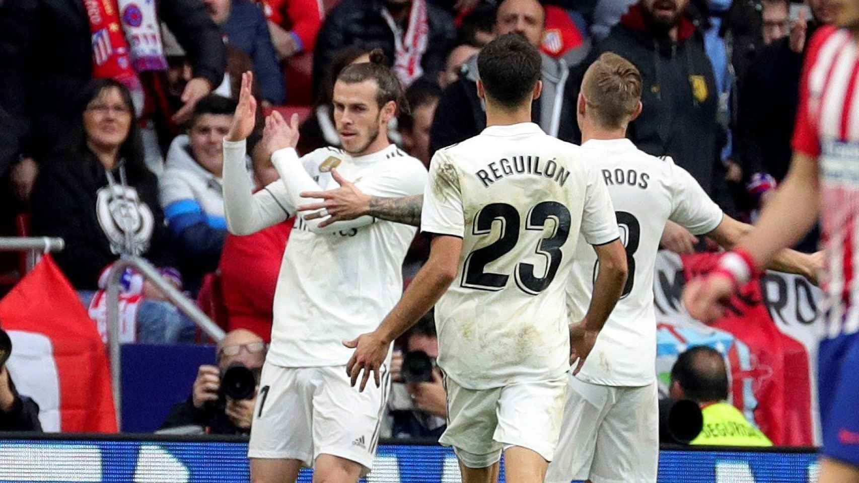 Gareth Bale celebrando su gol contra el Atlético de Madrid (1-3) / EFE