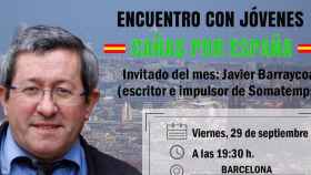 Cartel de un acto de Javier Barraycoa, profesor de la Abat Oliba e impulsor de Somatemps y Dolça Catalunya