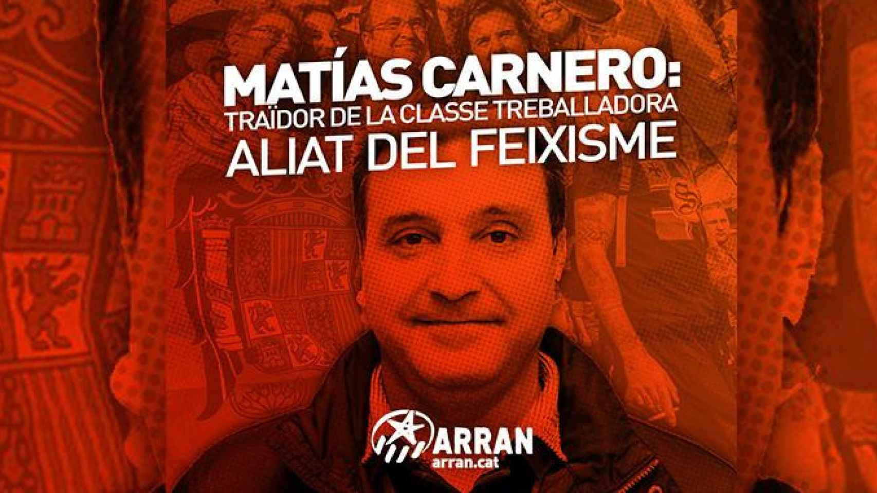 El presidente de UGT Cataluña, Matías Carnero, señalado por Arran