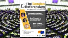 Cartel promocional del acto del Gobierno catalán en Bruselas para explicar sus propuestas independentistas / FOTOMONTAJE DE CG