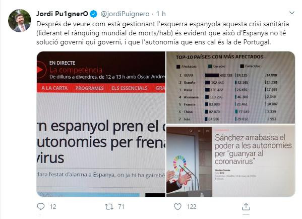 Jordi Puigneró, contra el Gobierno de izquierdas / TWITTER