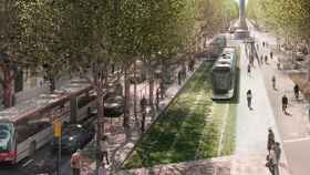 Simulación del tranvía a su paso por la superficie de la avenida Diagonal de Barcelona / ATM