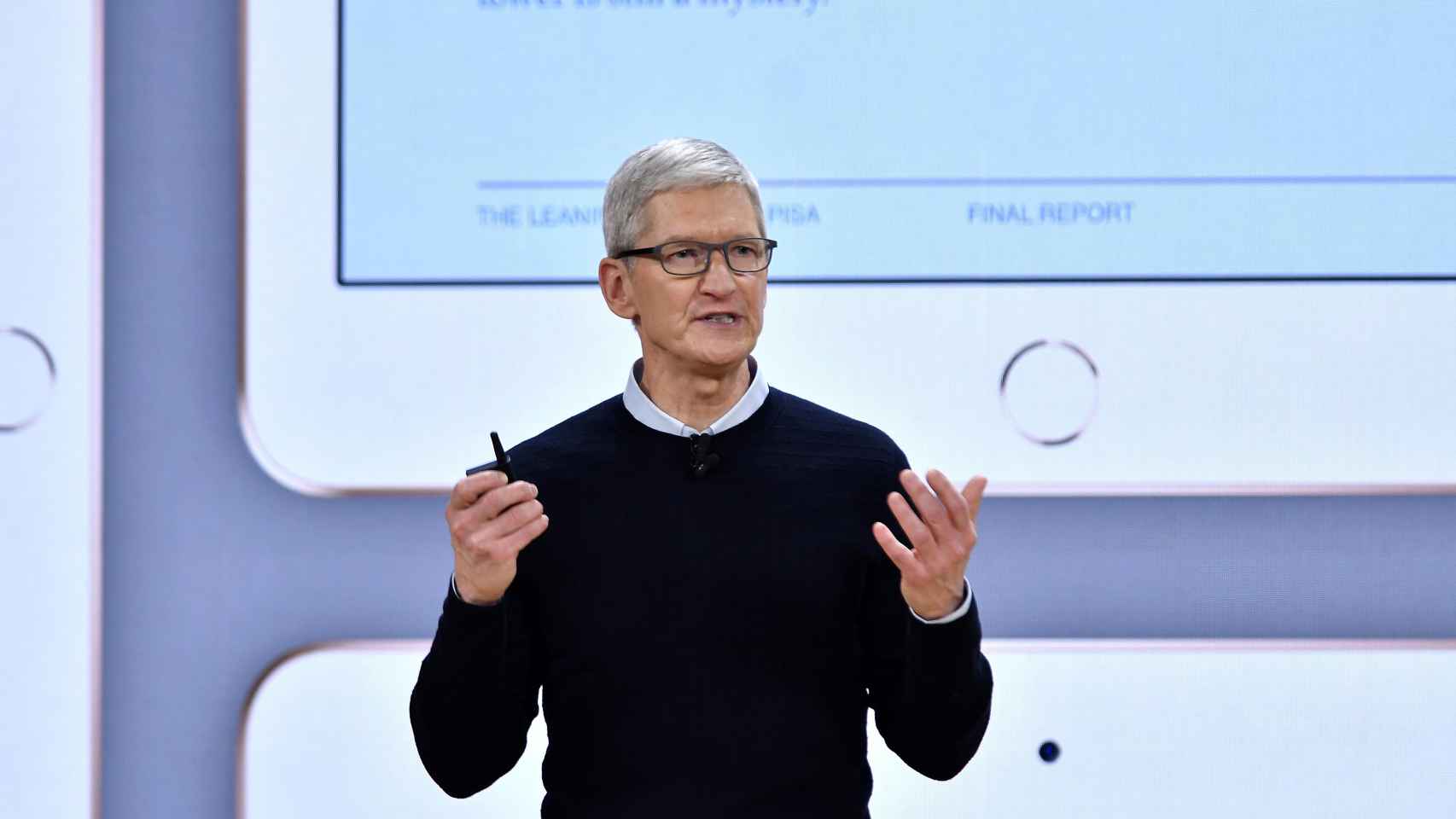 Tim Cook, consejero delegado de Apple que ayer presentó los resultados de la compañía