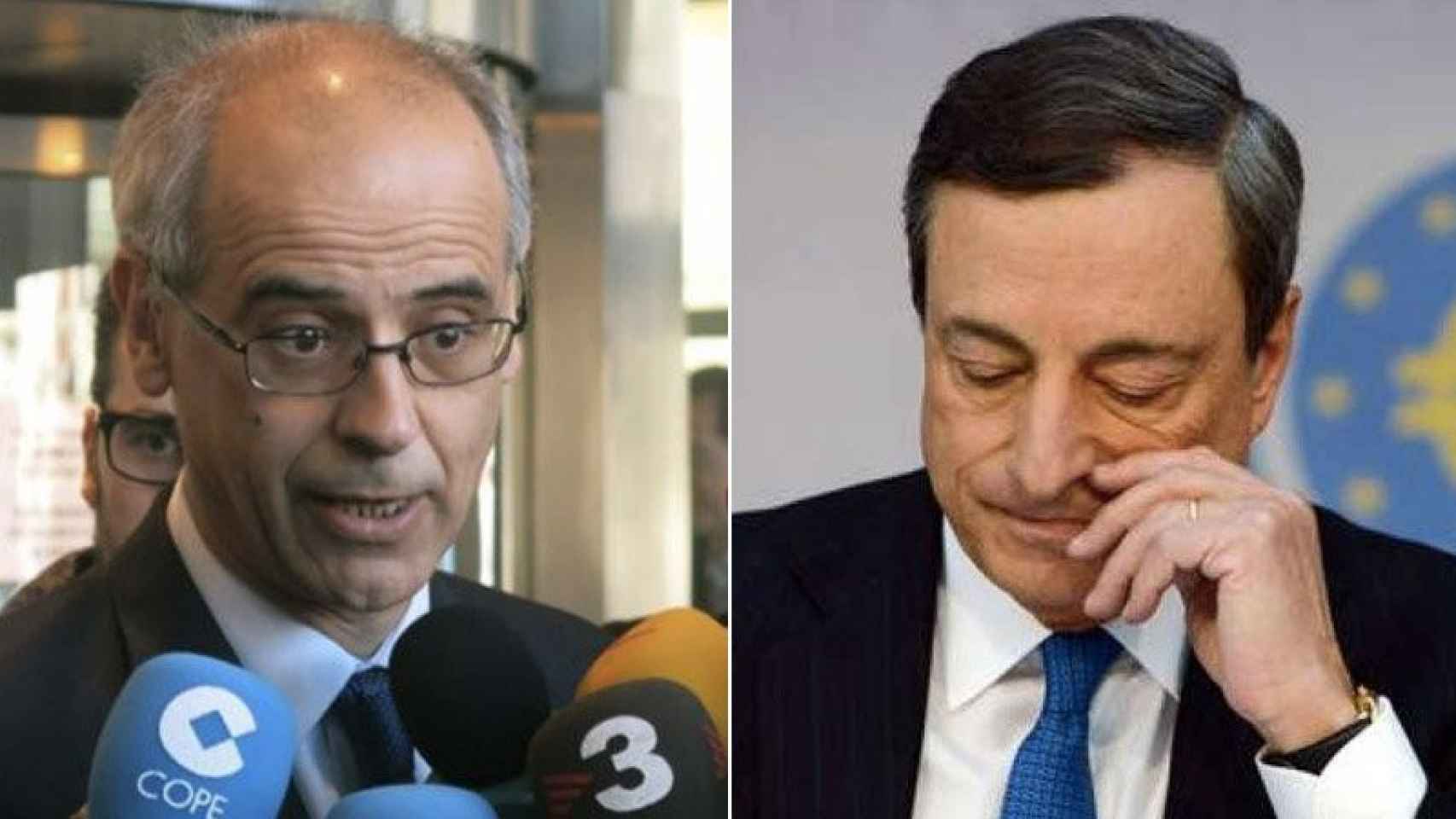 El jefe de Gobierno de Andorra, Antoni Martí (izquierda), y el presidente del Banco Central Europeo, Mario Draghi (derecha)