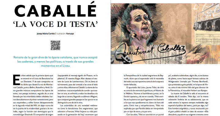 Reproducción del perfil de Monserrat Caballé que incluye 'Letra Global', revistas literarias