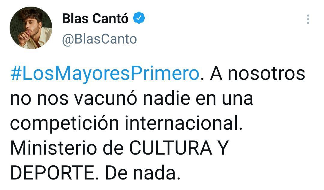 Mensaje de Blas Cantó / TWITTER