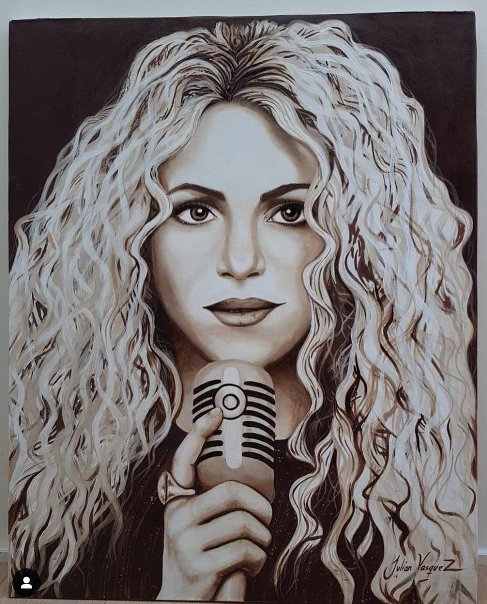 Shakira dibujada con tinta de café