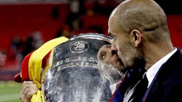 Pep Guardiola en la final de Wembley 2011 / EFE