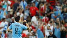 Luis Suárez celebrando el gol de Uruguay contra Chile / EFE